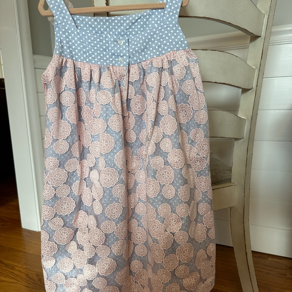 Pippa and Julie size 6 tank top dress light blue linen and pink lace overlay. - Picture 2 of 2